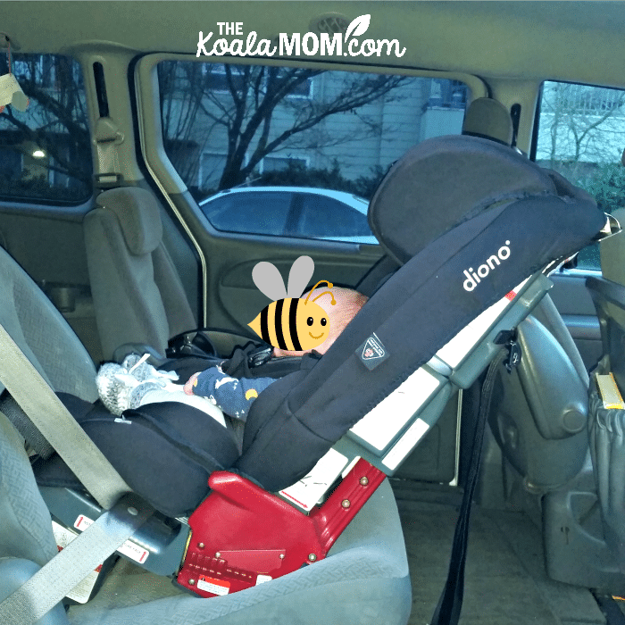 Baby boy in a rear-facing Diono Radian RXT car seat