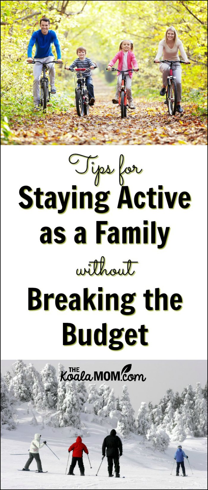 How to Stay Active as a Family without Breaking the Budget - a mom of five shares her tips for getting the family out biking, skiing, walking, skating, etc. without spending too much money!