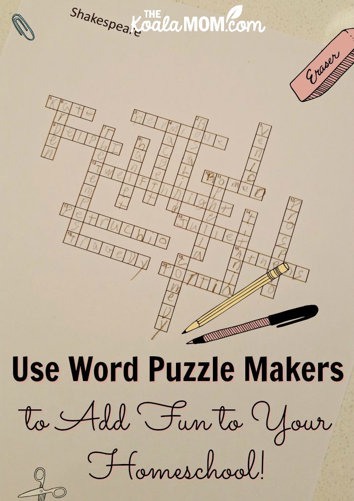 Use Word Puzzle Makers to add fun to your homeschool!