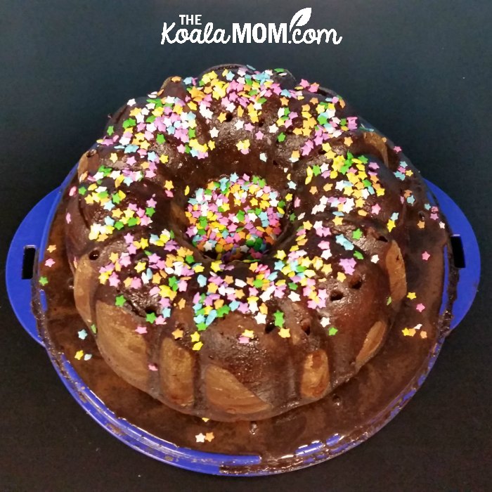 Chocolate Birthday Cake with colourful star sprinkles for Jade's 5th birthday.