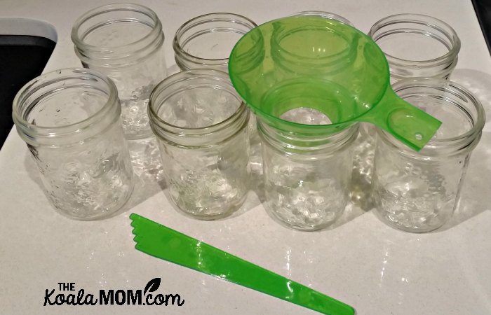 Bernardin canning jars, canning funnel, and headspace tool