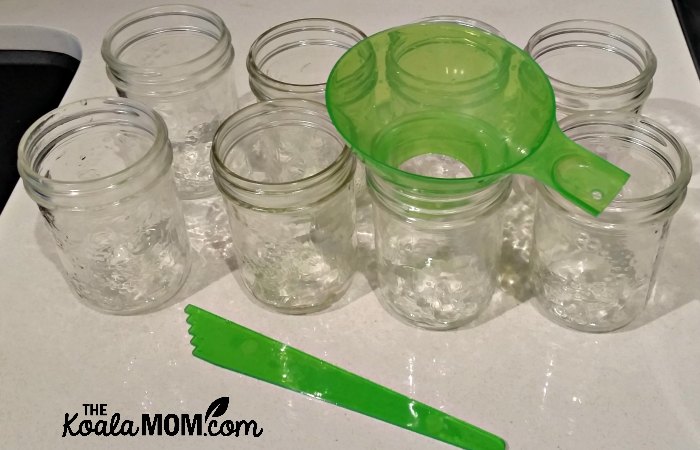 Bernardin canning jars, canning funnel, and headspace tool