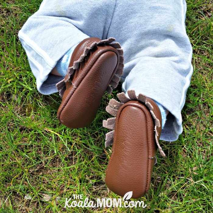 Brown baby moccasins from Mia's Moccs