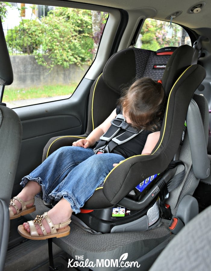 Toddler sleeping in her Britax Emblem Convertible Car Seat