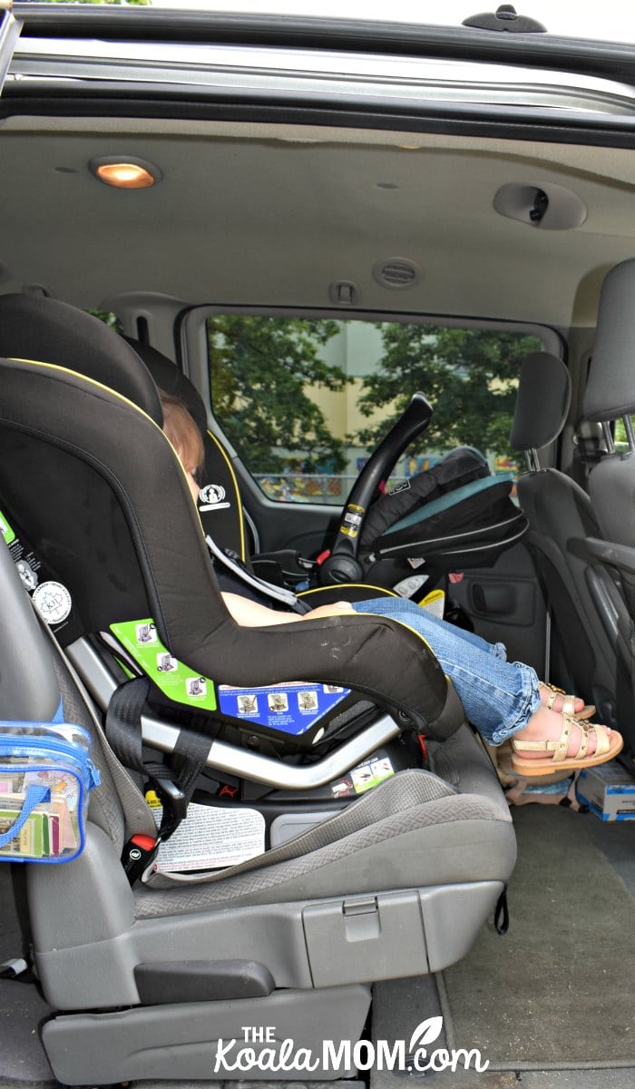 Britax Emblem convertible car seat installed in a minivan.
