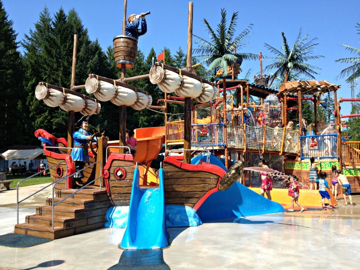 The pirate ship play area at Cultus Lake Waterpark is great for younger kids.