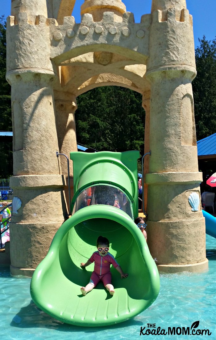 The Tot Castle is a toddler-friendly pool and slide structure at Cultus Lake Waterpark.