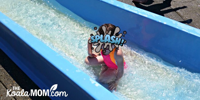 Jade rides a slide at Cultus Lake Waterpark.