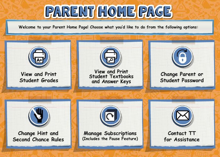 The Parent Home Page in Teaching Textbooks 3.0