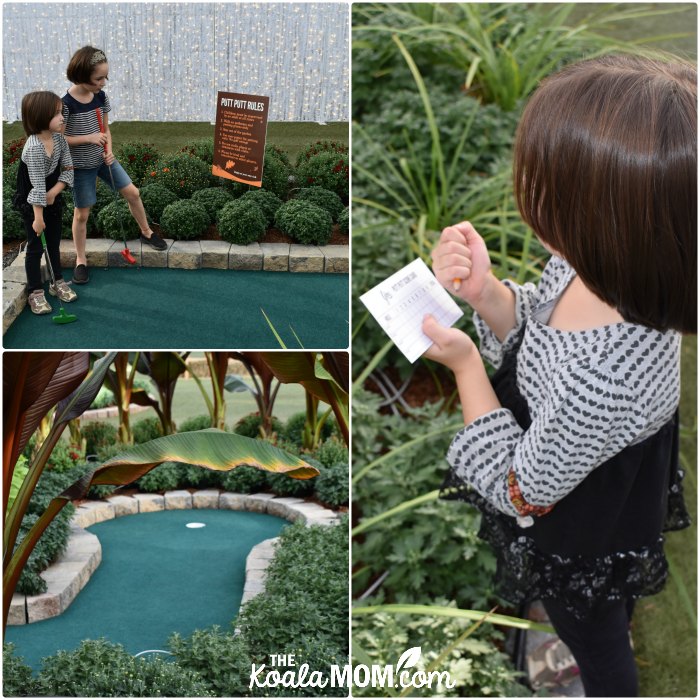 Playing mini-golf at Harvest Glow