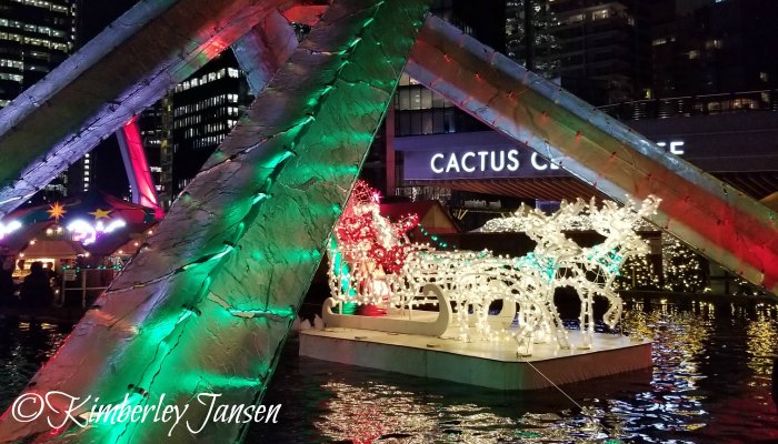 Reindeer light statues at the Vancouver Christmas Market.