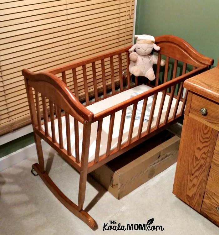 Baby cradle ready for a baby's arrival - even though the baby was unplanned.