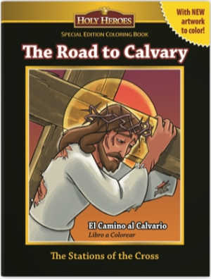 Holy Heroes colouring book, the Road to Calvary, is great for keeping kids busy and engaged while praying the Stations of the Cross.