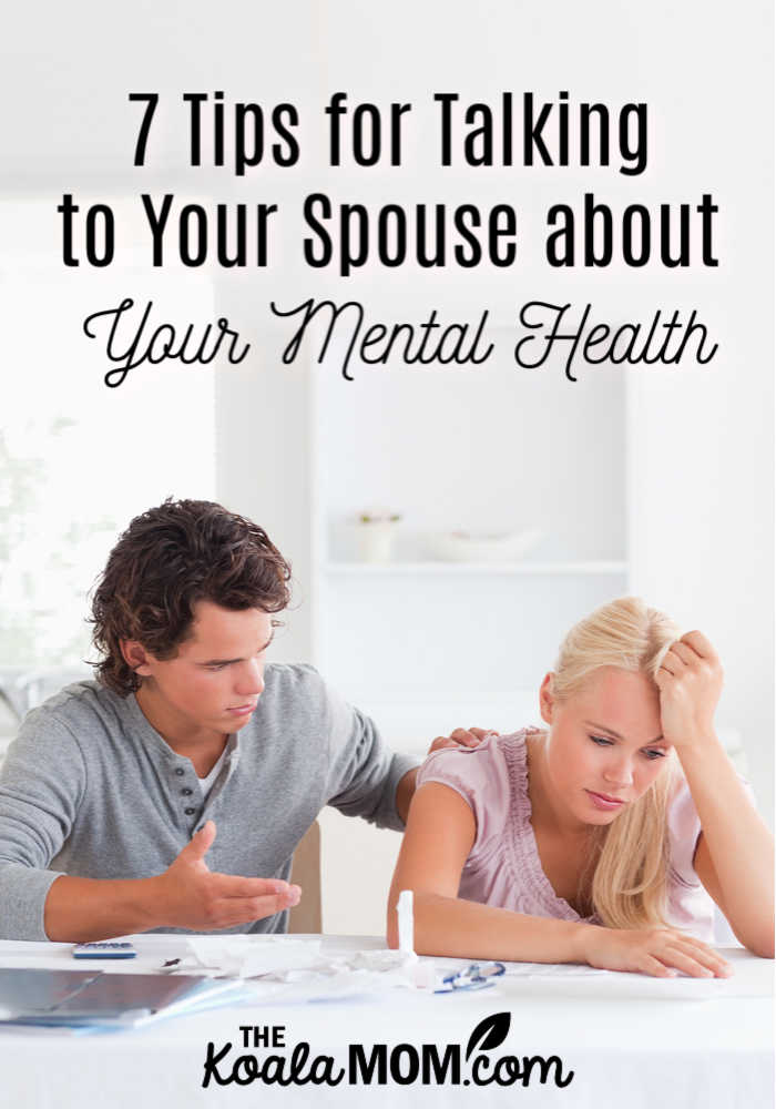 7 tips for talking to your spouse about your mental health (like this despaired couple talking in their living room.)