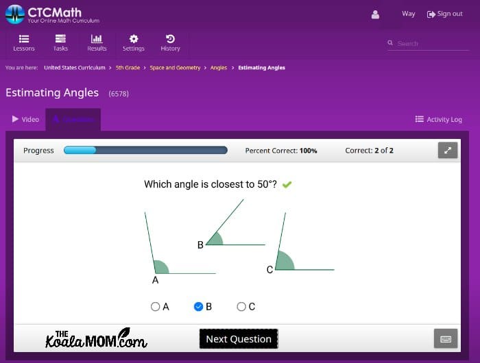 CTCMath sample question following the online lesson.