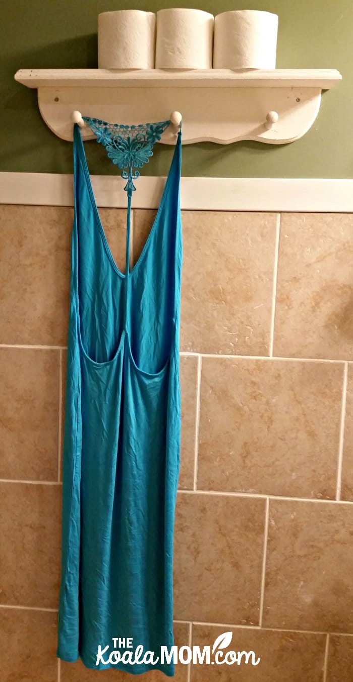 Lingerie hanging in bathroom to surprise a husband.