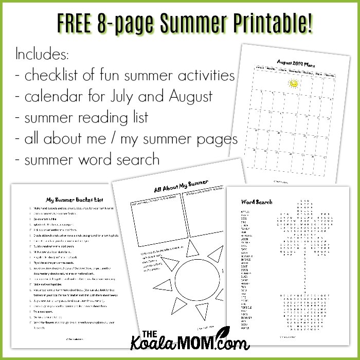 FREE 8-page summer printable