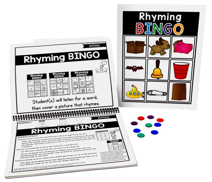 Rhyming bingo helps kids learn to read in the dyslexia curriculum from PDX Reading Specialist.