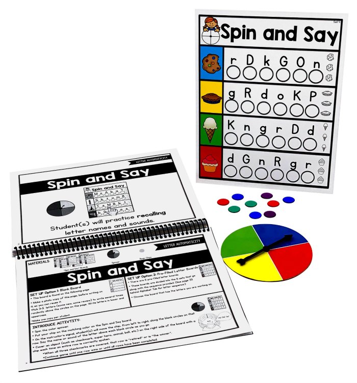 Spin and say game from the dyslexia toolkit.