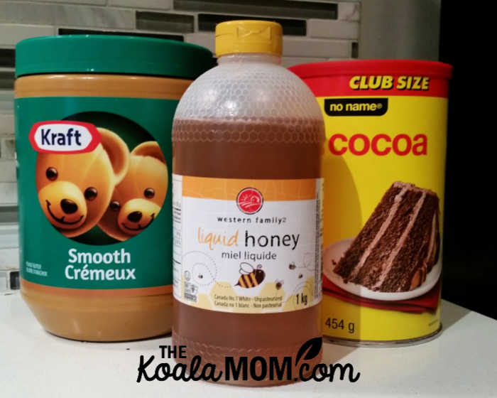 Peanut butter, honey and cocoa - the ingredients for Sunshine's chocolate peanut butter cups.