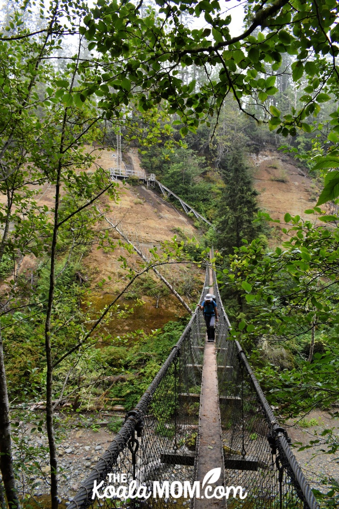 Logan Creek suspension bridge.