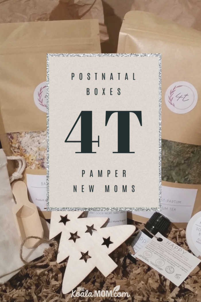 4T postnatal boxes pamper new moms.