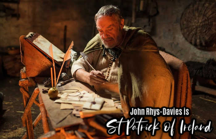 John-Rhys Davies plays Saint Patrick writing his Confessio