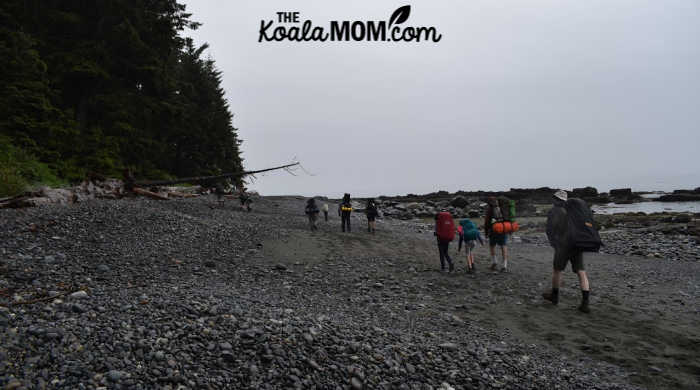 Day 2 on the Juan de Fuca trail: hiking across Chin Beach.