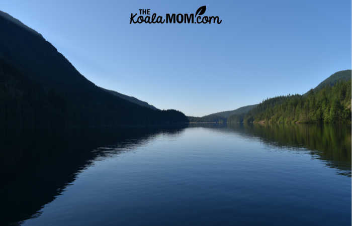 Buntzen Lake from the north beach in the morning.