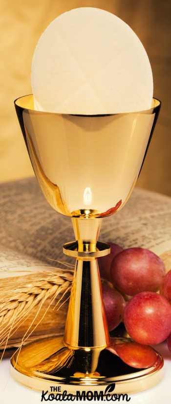 Bread and wine become the body and blood of Jesus Christ in the Eucharst - the miracle of transubstantiation.