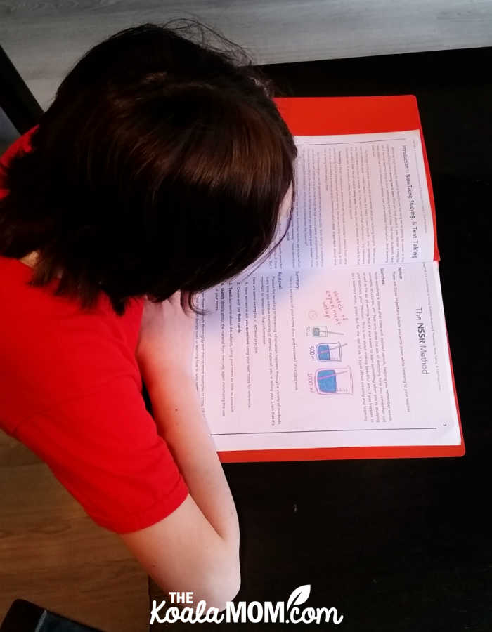 Grade 6 homeschool student reading about note-taking techniques in her Young Scientist online course from College Prep Science.