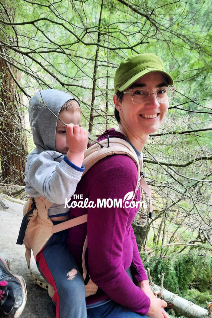 Bonnie Way carries her 3-year-old son in an Ergo on a dayhike.