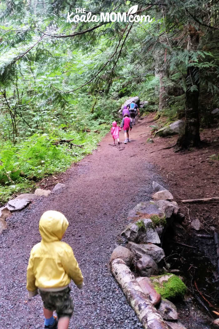 Kids hiking the Lindemann Lake Trail.