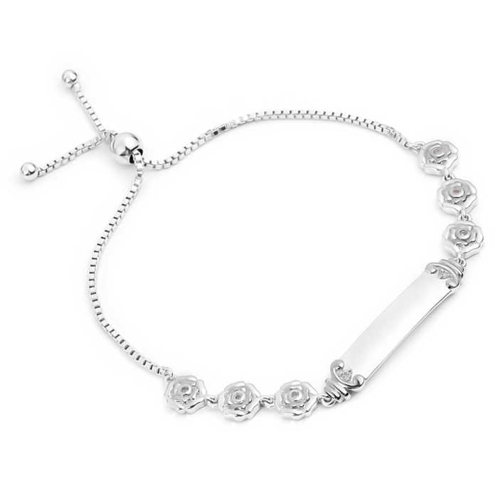 Beautiful silver single strand bracelet with roses.