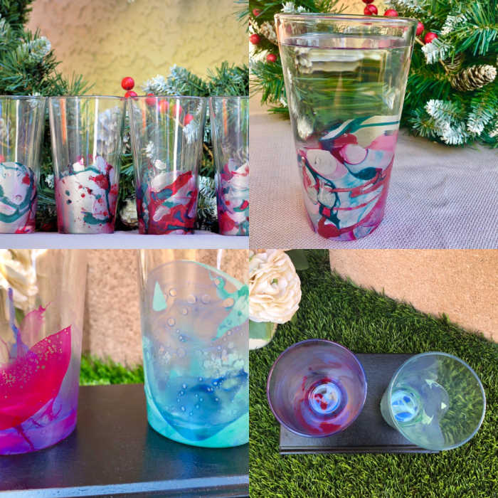 Marbled cups created by Madeleine Karako for her Etsy site, Zelie Crafts.