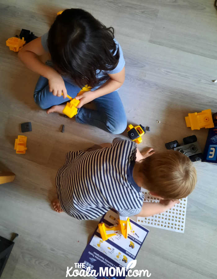 Construction Truck Take Apart Toy with Electric Drill 4 in 1 DIY Construction Vehicles Play Set Remote Control Construction Trucks for Boys and Girls