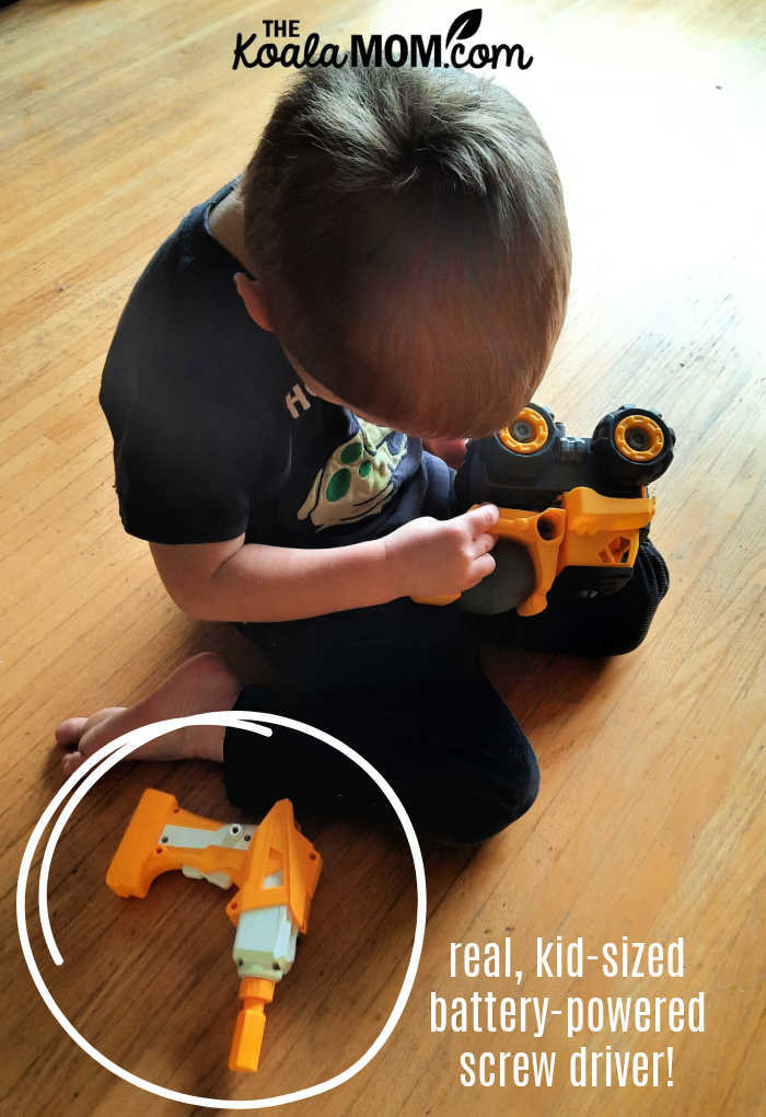 Real, kid-sized, battery-powered screw driver.