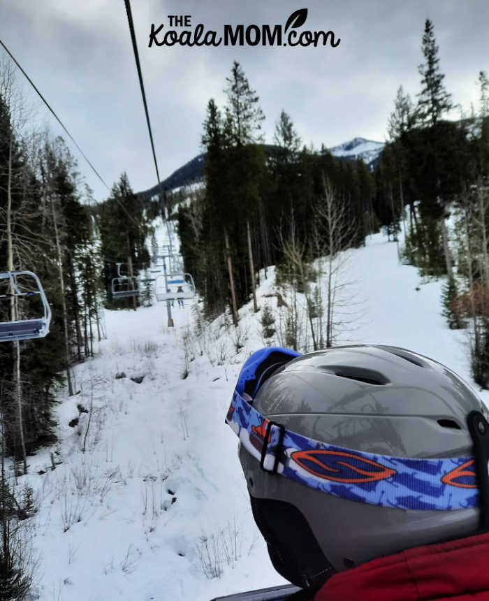 Riding the chair lift at Panorama Mountain Resort.