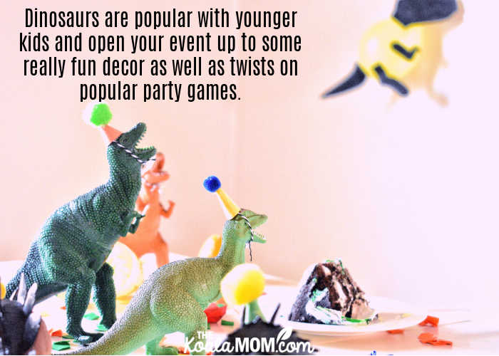Dinosaurs are popular with younger kids and open your event up to some really fun decor as well as twists on popular party games. Photo by Joyce Adams on Unsplash.