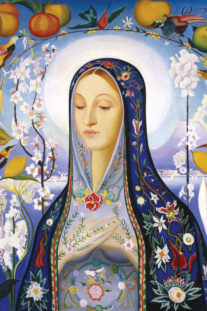 A sample of the beautiful Marian artwork in Katherine Bogner's devotional.