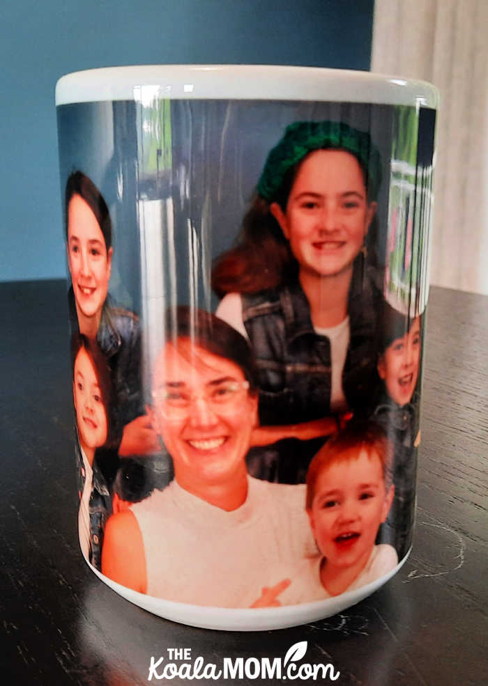 Family photo printed on a Custom Envy coffee mug.