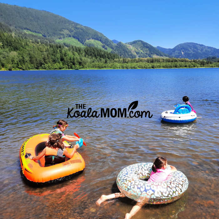 Kids floating on Deer Lake.