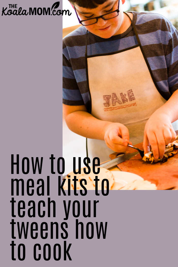 How to use meal kits to teach your tweens how to cook (like this tween boy making quesedillas.)