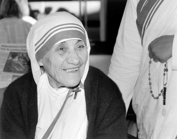 Mother Teresa smiling.