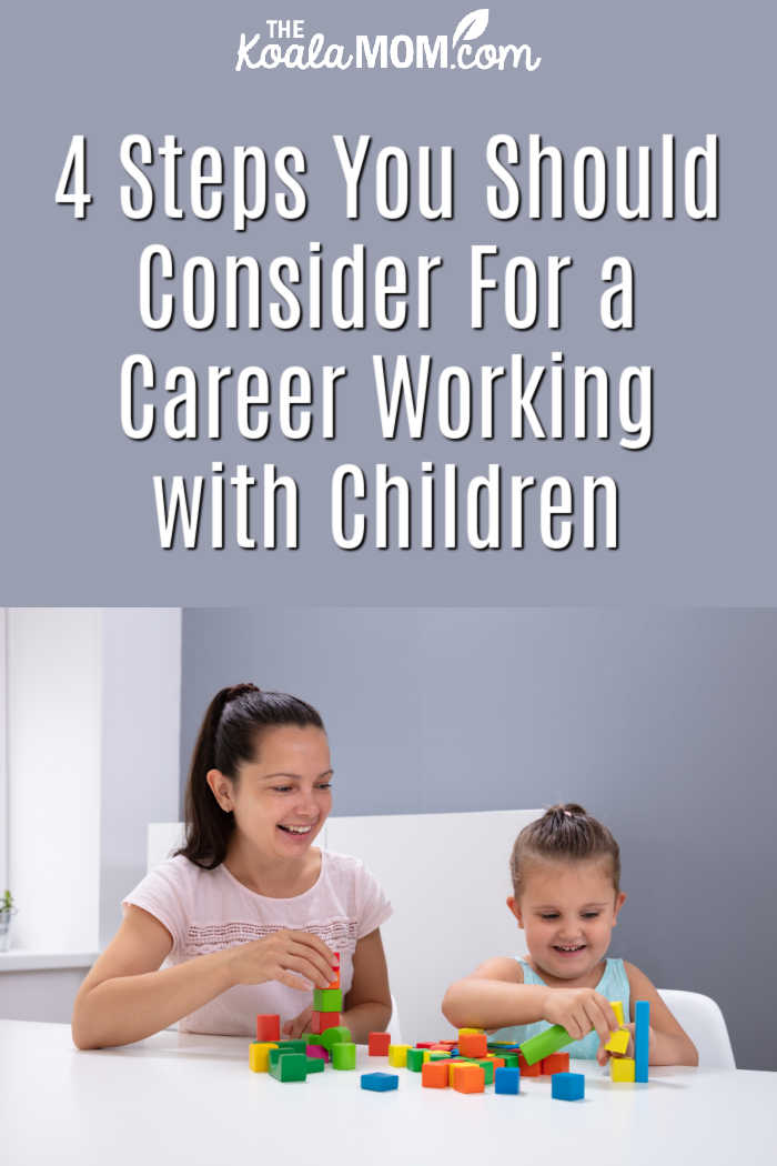 4 Steps You Should Consider For a Career in Working with Children. Photo of daycare worker stacking blocks with a girl via Depositphotos.