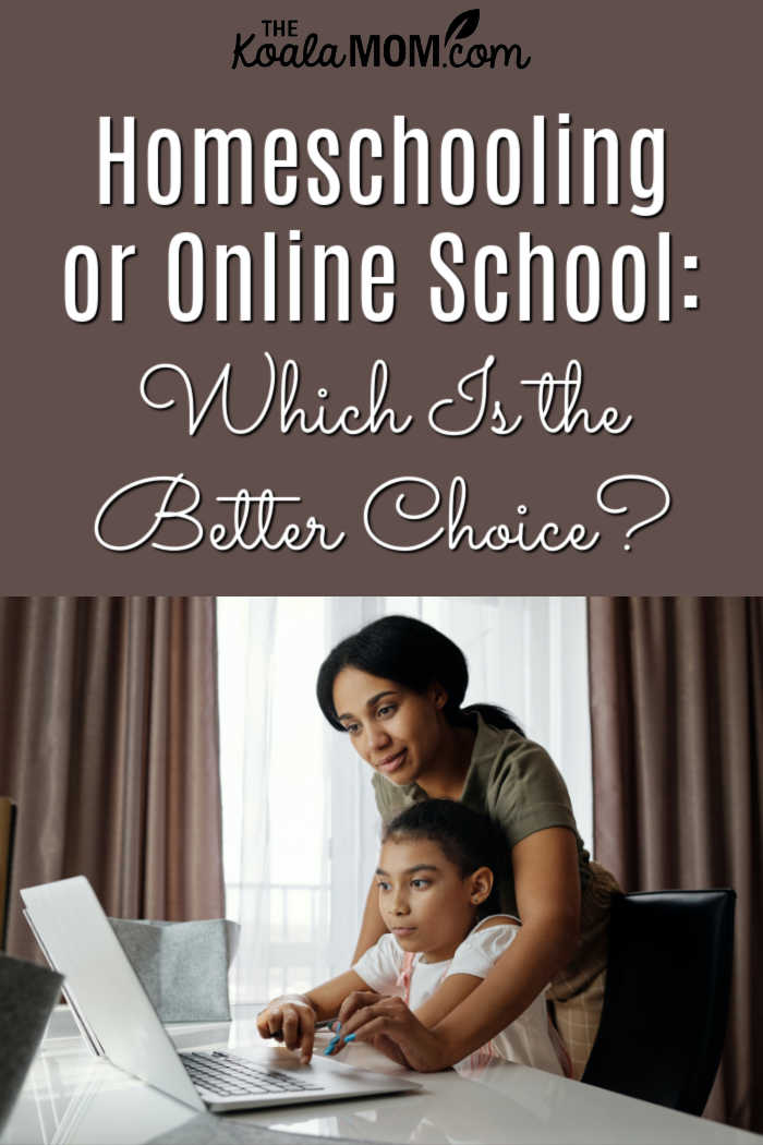 Homeschooling or Online School: Which Is the Better Choice? Photo of mother helping her daughter at a laptop by August de Richelieu via Pexels.