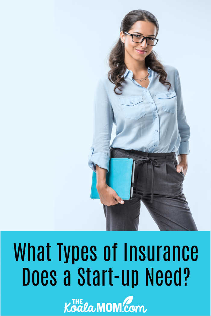 What Types of Insurance Does a Start-up Need? Photo of businesswoman holding a notebook via Depositphotos.