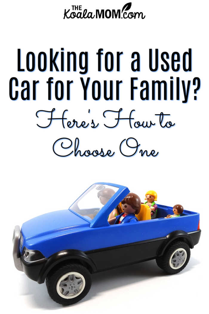 Looking for a Used Car for Your Family? Here's How to Choose One. Image of Playmobil car and family by facethebook from Pixabay 