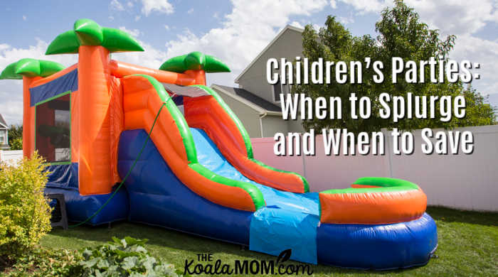 Children’s Parties: When to Splurge and When to Save. Photo of a bounce house via Depositphotos.