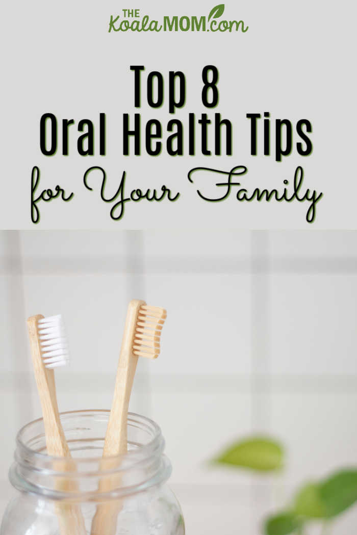 Top 8 Oral Health Tips for Your Family. Photo of two natural toothbrushes in a jar by Superkitina on Unsplash.